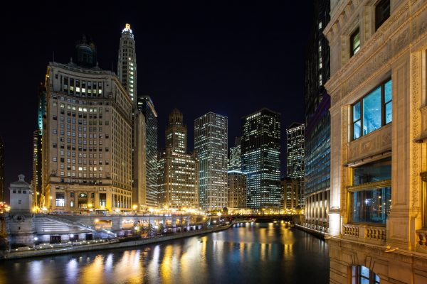 Chicago River At Dusk