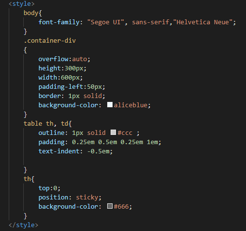 Freezing Row and Column in HTML Table Using CSS Blogs Perficient