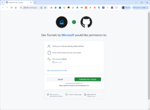 Dev Tunnel Authorize Github