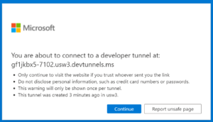 Dev Tunnel Authorize Notice