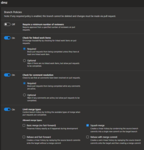 Dmz Branch Policy Settings