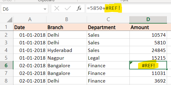 Excel Cell Error