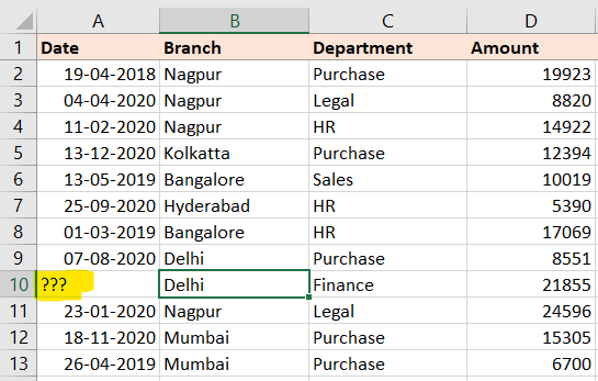 Excel Invalid Datatype