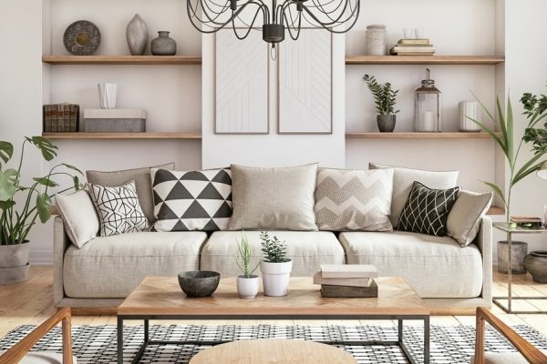 Modern Scandinavian Living Room Interior 3d Render