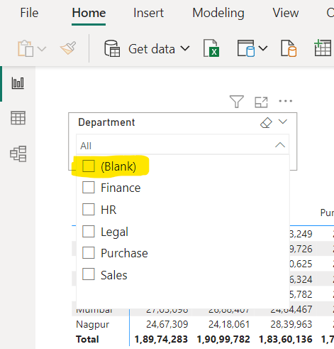 Gaps Blank Option Slicer Value