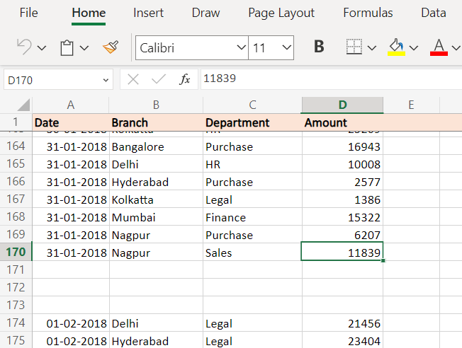 Gaps In Rows Excel