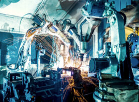 Robots Welding In A Car Factory