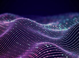 3d Sound Waves With Colored Dots. Big Data Abstract Visualization.