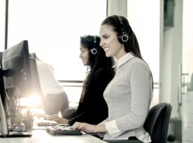 Women Sitting In A Call Center