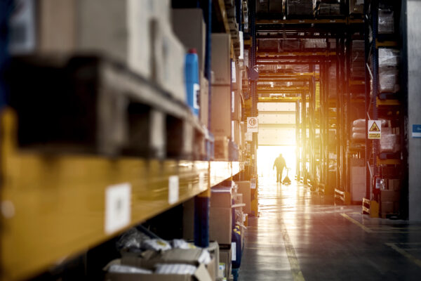 Warehouse Interior At Sunset