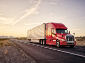 Long Haul Semi Truck On A Rural Western Usa Interstate Highway