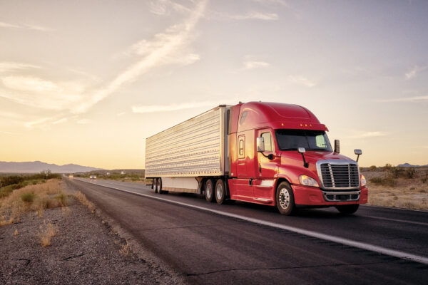 Long Haul Semi Truck On A Rural Western Usa Interstate Highway