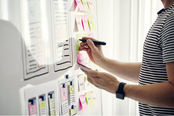 Person working at a whiteboard