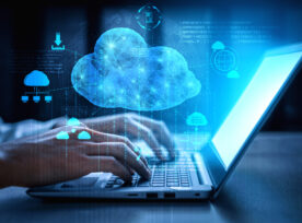Cloud Computing Technology And Online Data Storage For Business Network Concept.