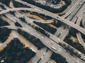 Aerial View Of Traffic On Overpass