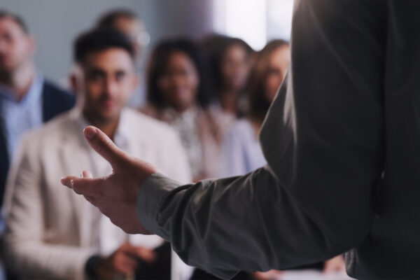 Closeup Shot Of An Unrecognisable Businessman Delivering A Presentation During A Conference