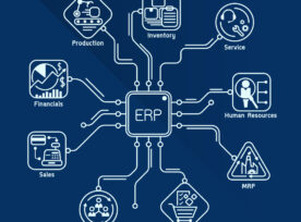 Enterprise Resource Planning (erp) Module Construction Flow Line Art Vector Design
