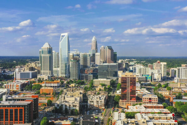 Charlotte North Carolina Uptown Downtown Aerial View