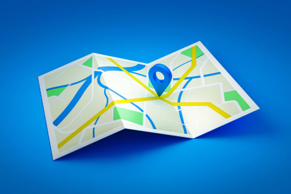 Location City Map Street Navigation Of Road Town Travel Gps District Direction Symbol Or Cartography Transportation Route Sign And Downtown Navigator Geography System On Positioning 3d Background.