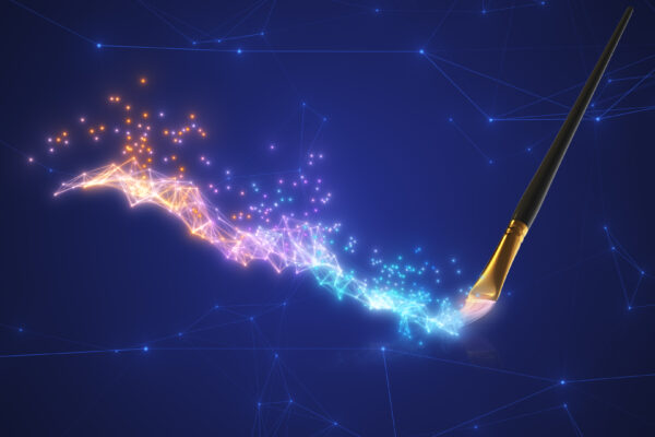 Paintbrush Illustrating The Concept Of Generative Ai Art On Technological Background