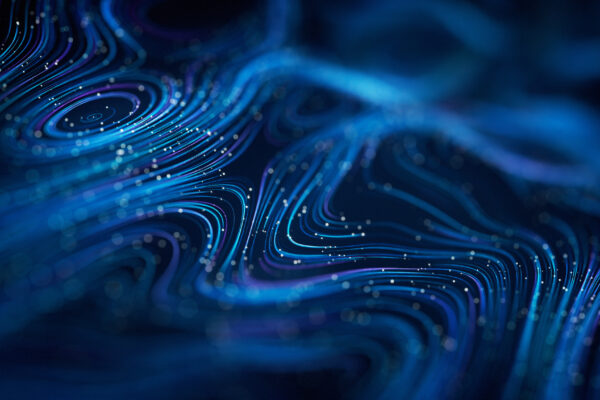 Curved Data Lines With Shallow Depth Of Field Blue Technology, Computer Network, Abstract Pattern