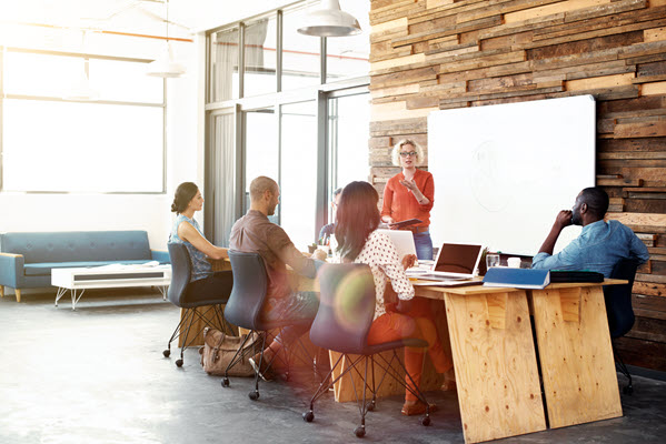 Colleagues in a brainstorming meeting