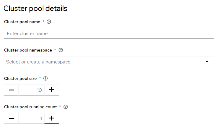 Cluster pool configuration