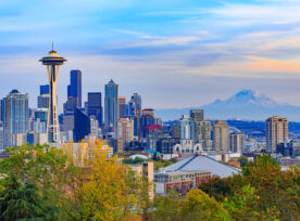 Seattle Downtown And Space Needle View, Washington, Usa