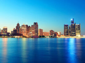 View Of Detroit River And Skyline.