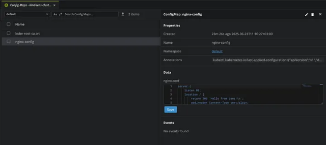 Klens Configmap View