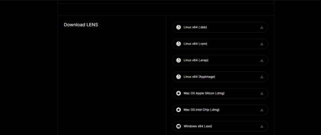Lens installer window on desktop