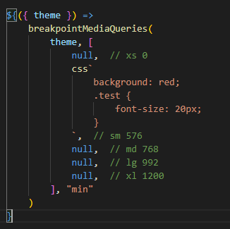 Min Width media query configured commerce