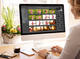 Woman Editing Digital Photos On Desktop Computer