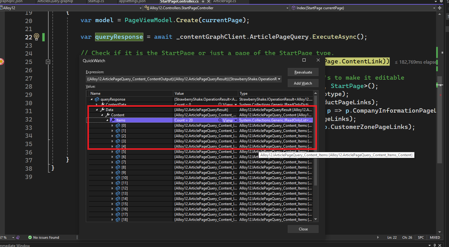 Query Results In Controller