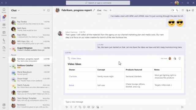 Screen grab of how to reply to a specific message in Microsoft Teams chat