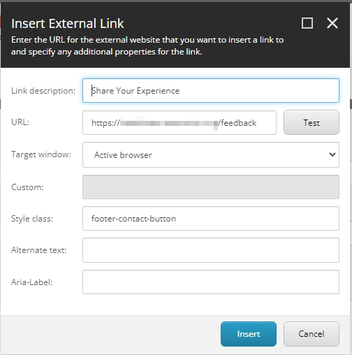 Sitecore External Link Dialog