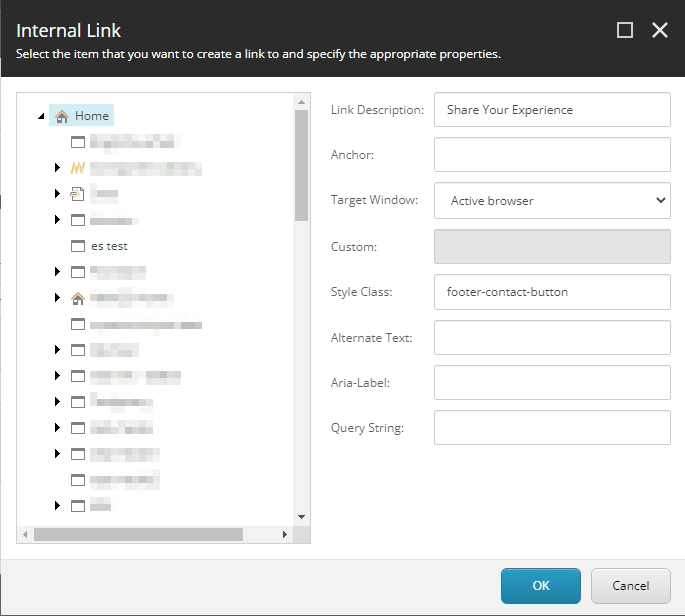 Sitecore Internal Link Dialog