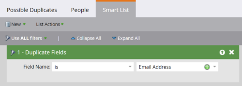 Screenshot of Marketo Possible Duplicates Smart List
