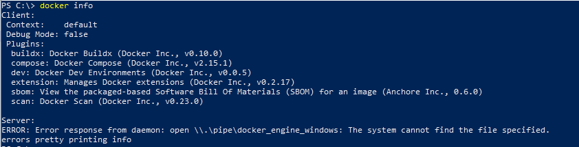 Using Docker Config Error