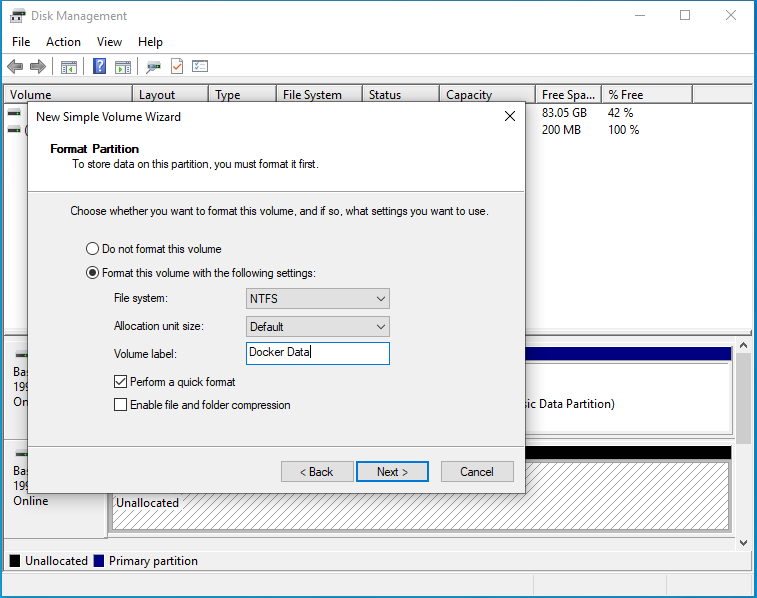 Using Docker Partition Drive