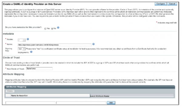 Screenshot of Creating a SAML Providers