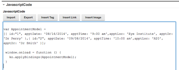 JavascriptCode Field