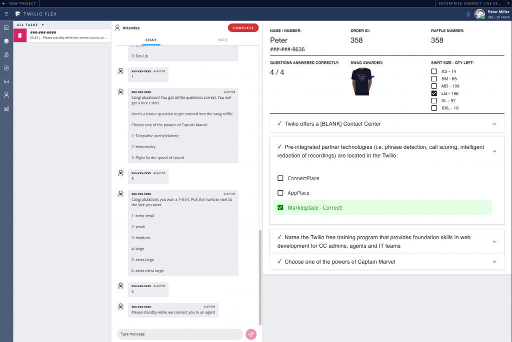 Twilio Flex Agent interaction with SMS customer