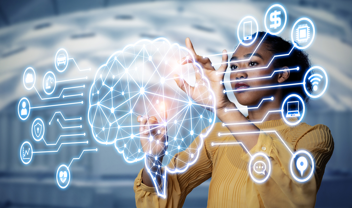 Ai (artificial Intelligence) Concept. Electronic Circuit. Communication Network.