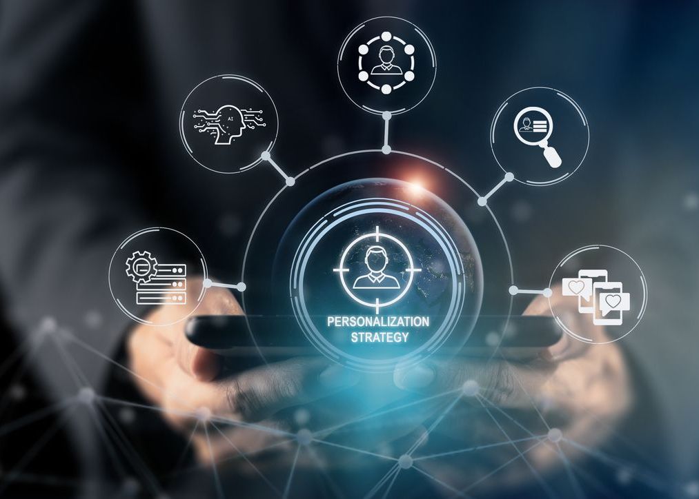 Personalization Strategy, Marketing Concept. Increase Engagement, Drive Sales. Collecting Data, Analyzing, Creating Experiences For Each Customer.