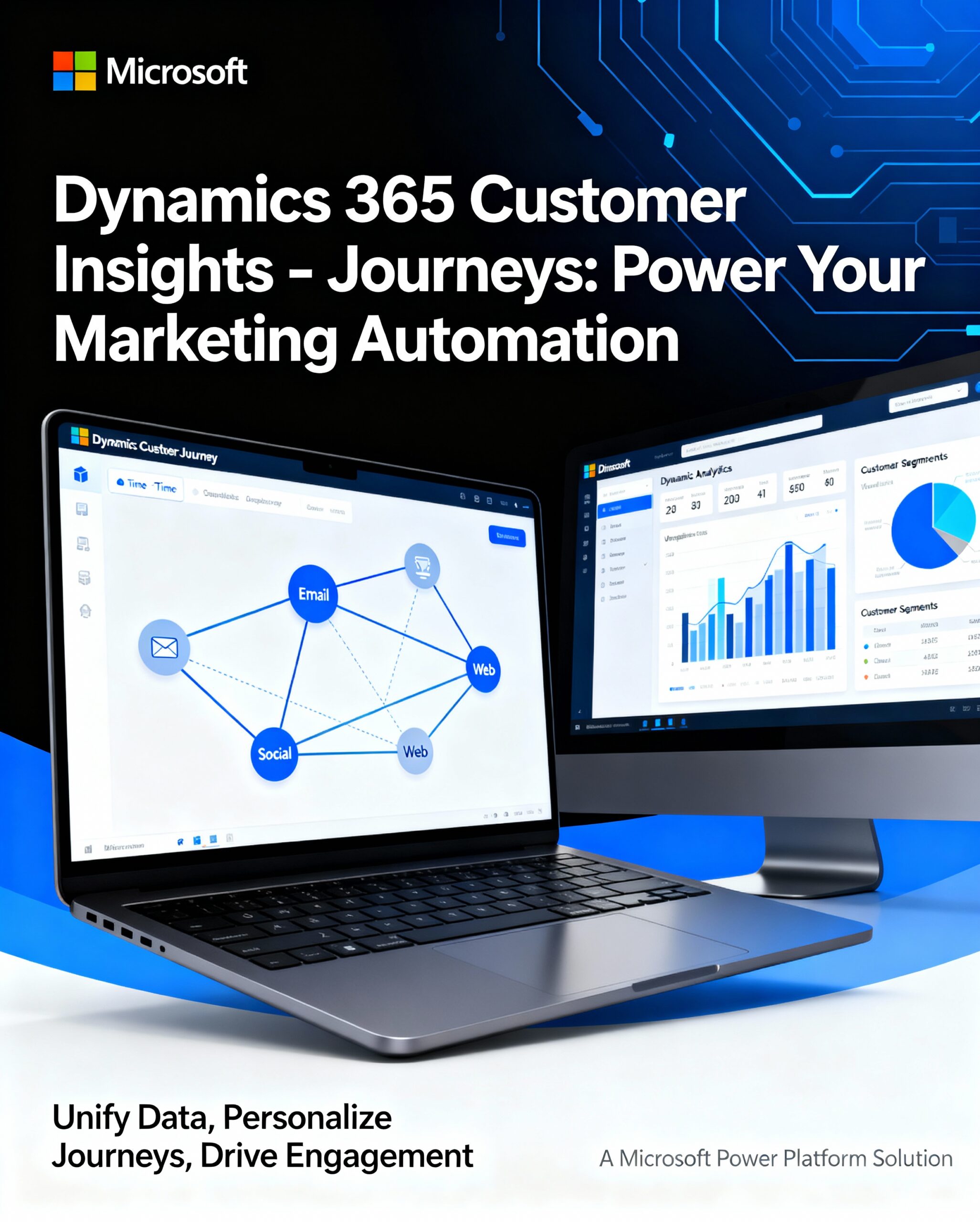 Real-time customer journeys in Dynamics 365 showing event-based triggers and segmentation.