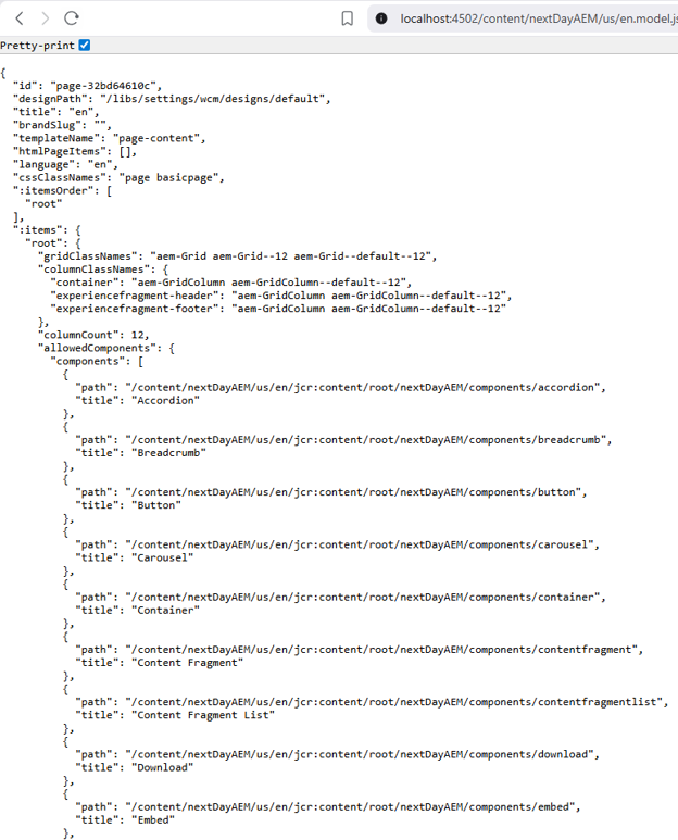 AEM Page Content Export Enablement