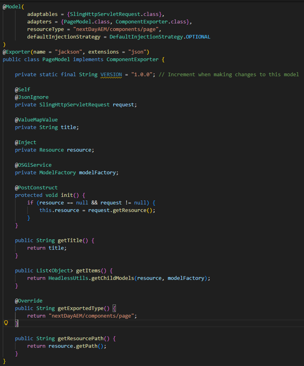 Custom Sling Model for AEM Page Component