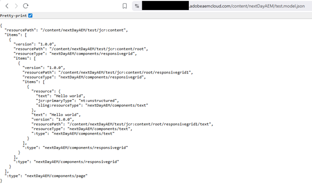 Export Page Using Model as JSON