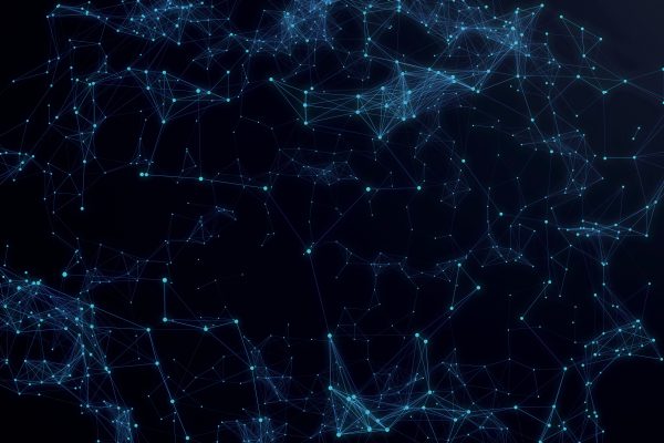 Technological Connection Futuristic Shape, Blue Dot Network, Abstract Background, Blue Background, Concept Of Network, Internet Communication 3d Rendering